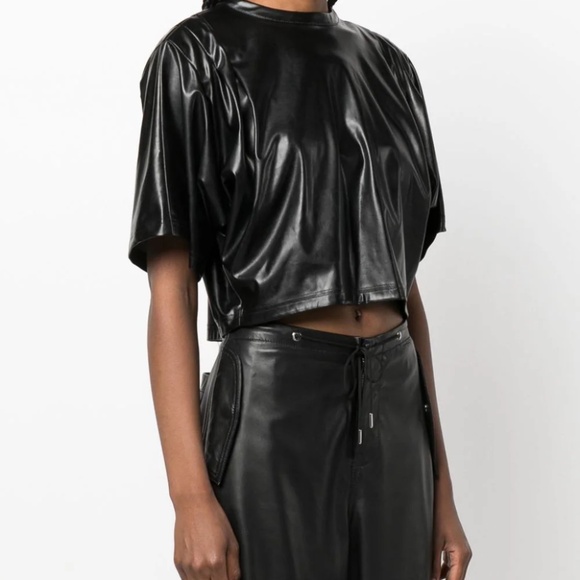 MARANT ÉTOILE cropped faux-leather top Siz 36 NWT - Picture 3 of 5